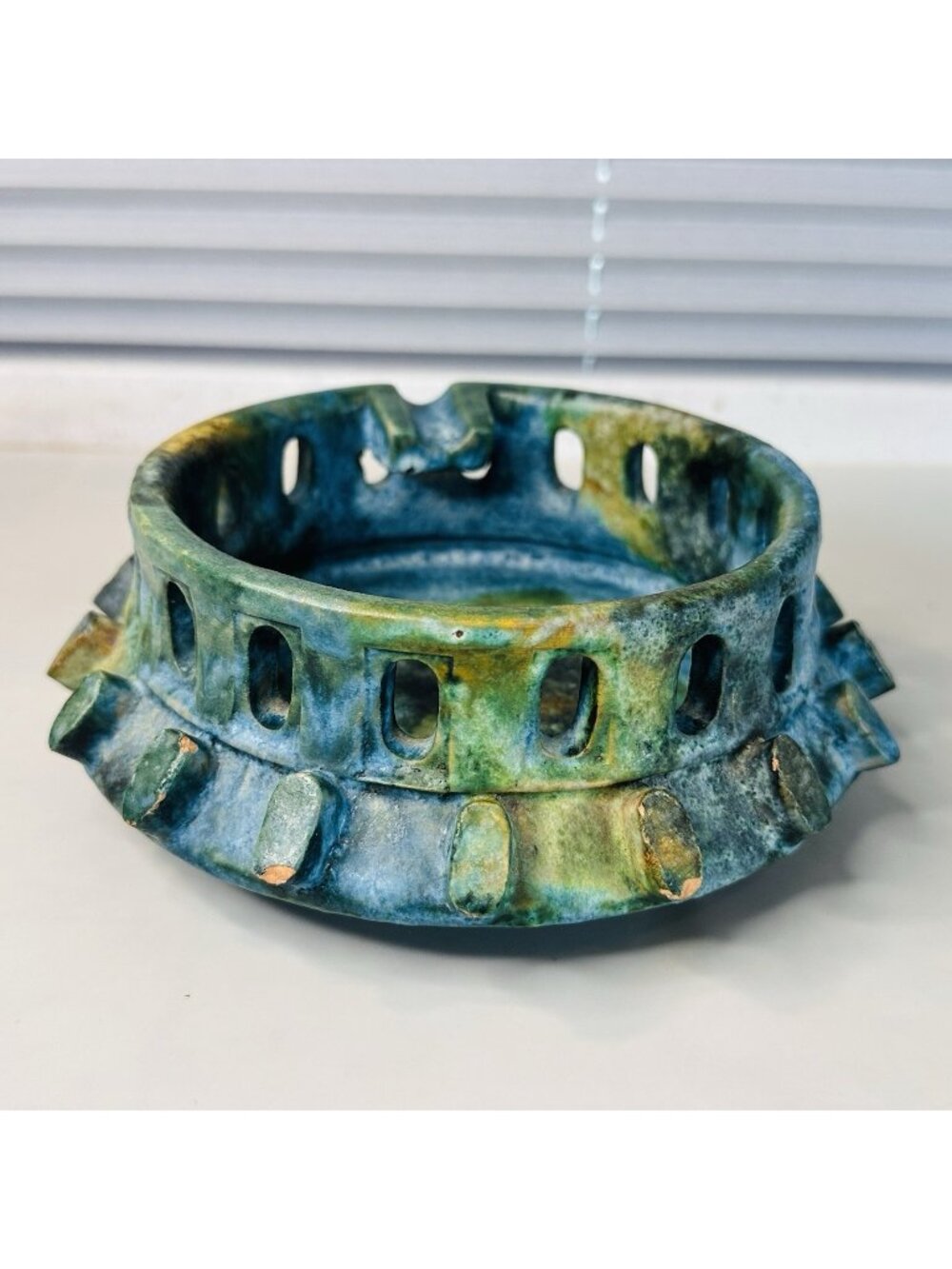 Vintage ALVINO BAGNI Sea Garden POTTERY Ash Tray RAYMOR Lava Glaze MCM Bowl Dish